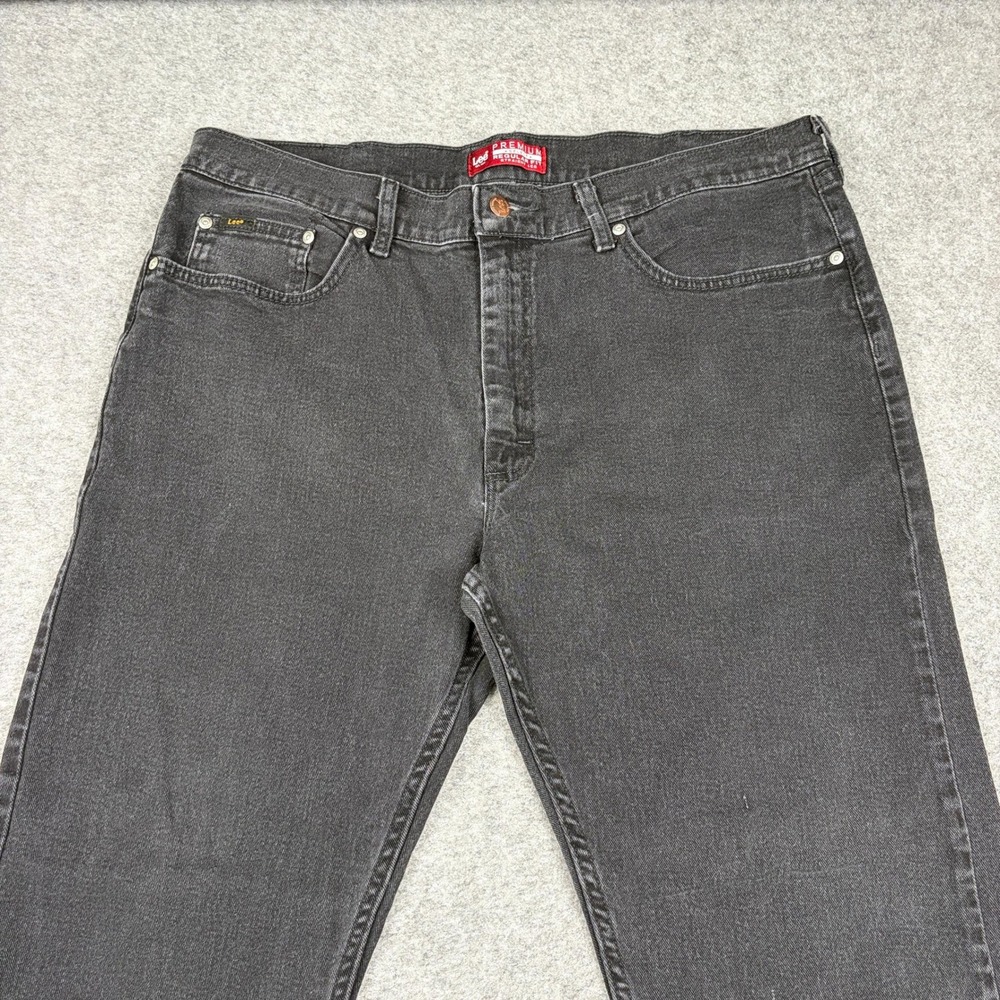 Vintage Lee Jeans Mens 38x30 Black Premium Select Regular Fit Straight Leg Denim